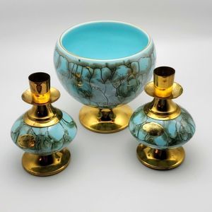 Delft | Holland Console Set Candlesticks and Bowl
